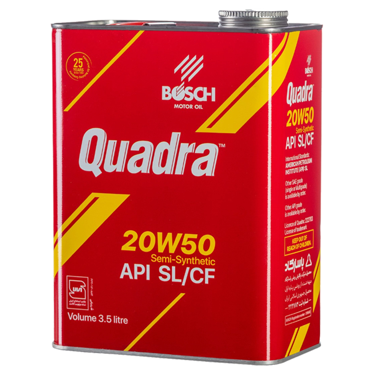 روغن موتور بوش مدل کوادرا SAE 20W-50 SM حجم3.5 لیتر روغن موتور بوش مدل کوادرا SAE 20W-50 SM حجم3.5 لیتر